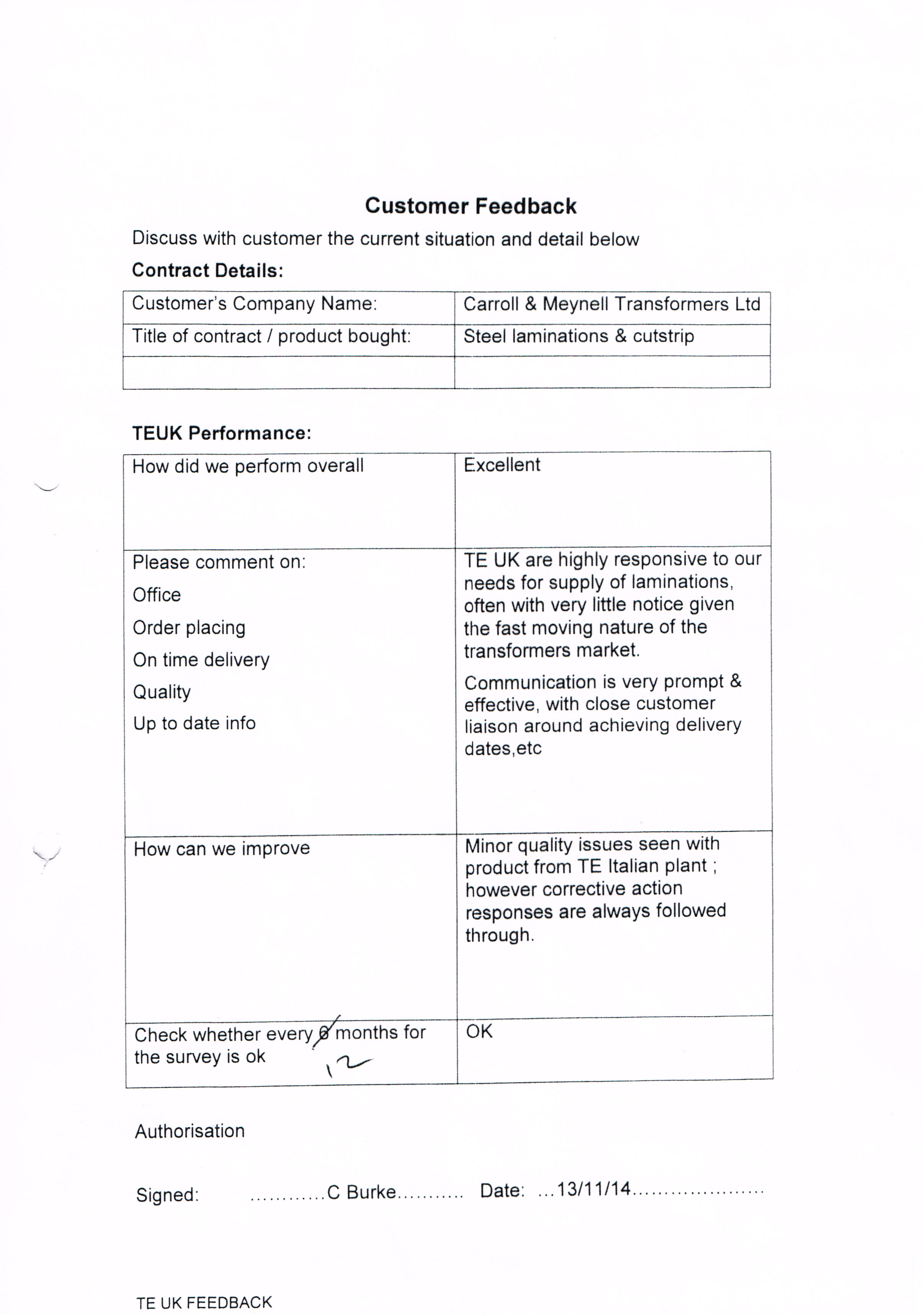TE UK Laminations Testimonial Carroll TE UK Testimonial from Carroll