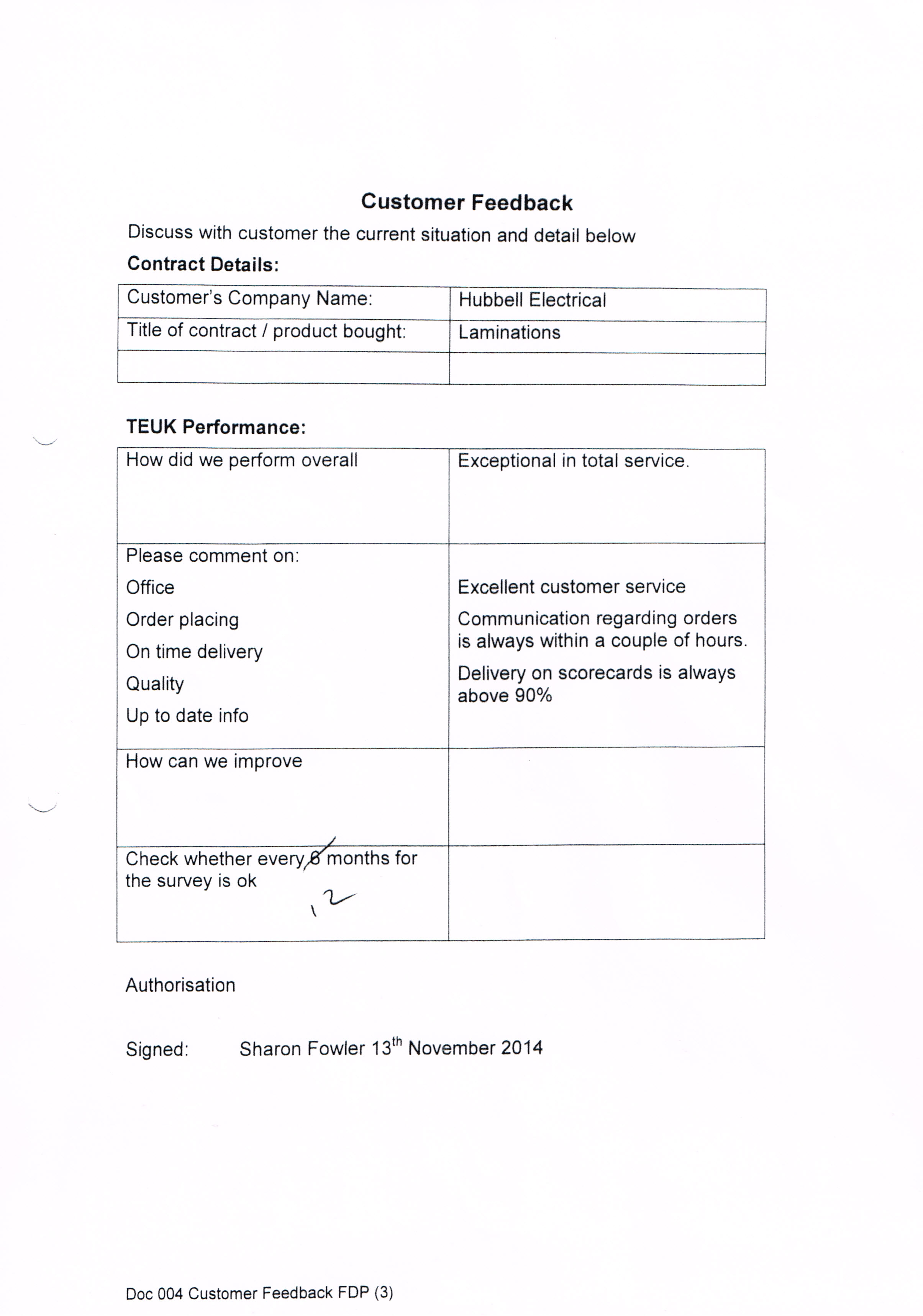 TE UK Laminations Testimonial Hubbell TE UK Ltd Testimonial Hubbell